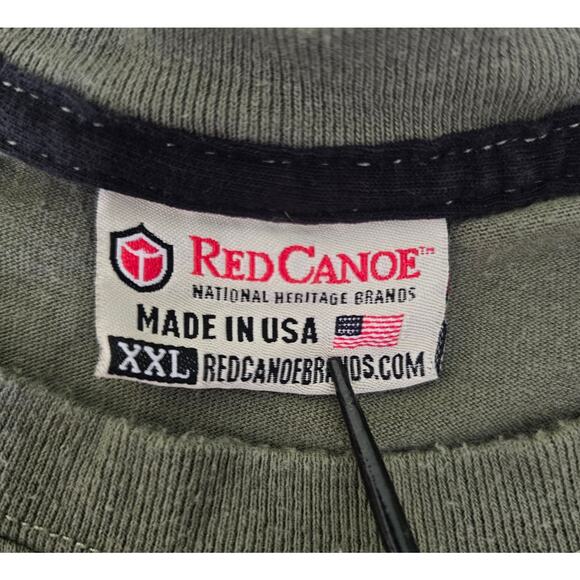 RED CANOE T-Shirt Made in USA Olive Green Short Sleeve Aviation Men's XXL 2XL - Picture 4 of 7